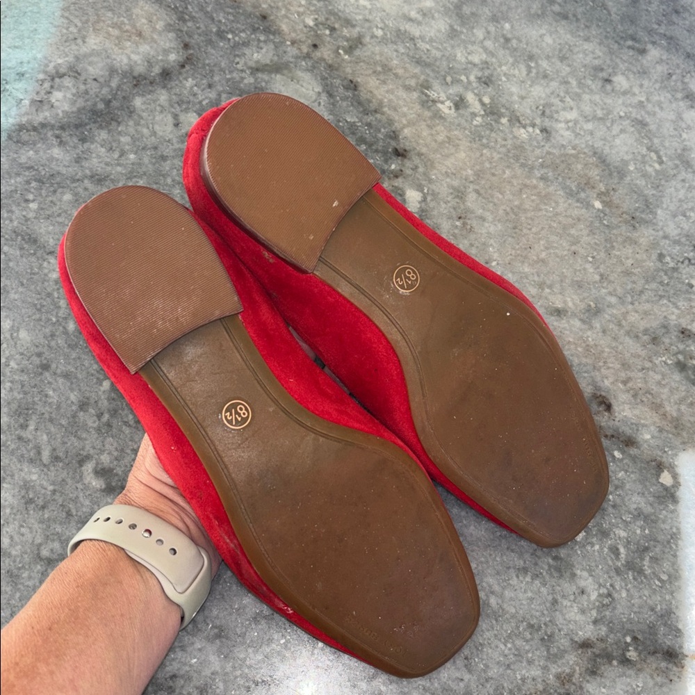 Tory Burch Red Suede Loafers - Picture 4 of 5